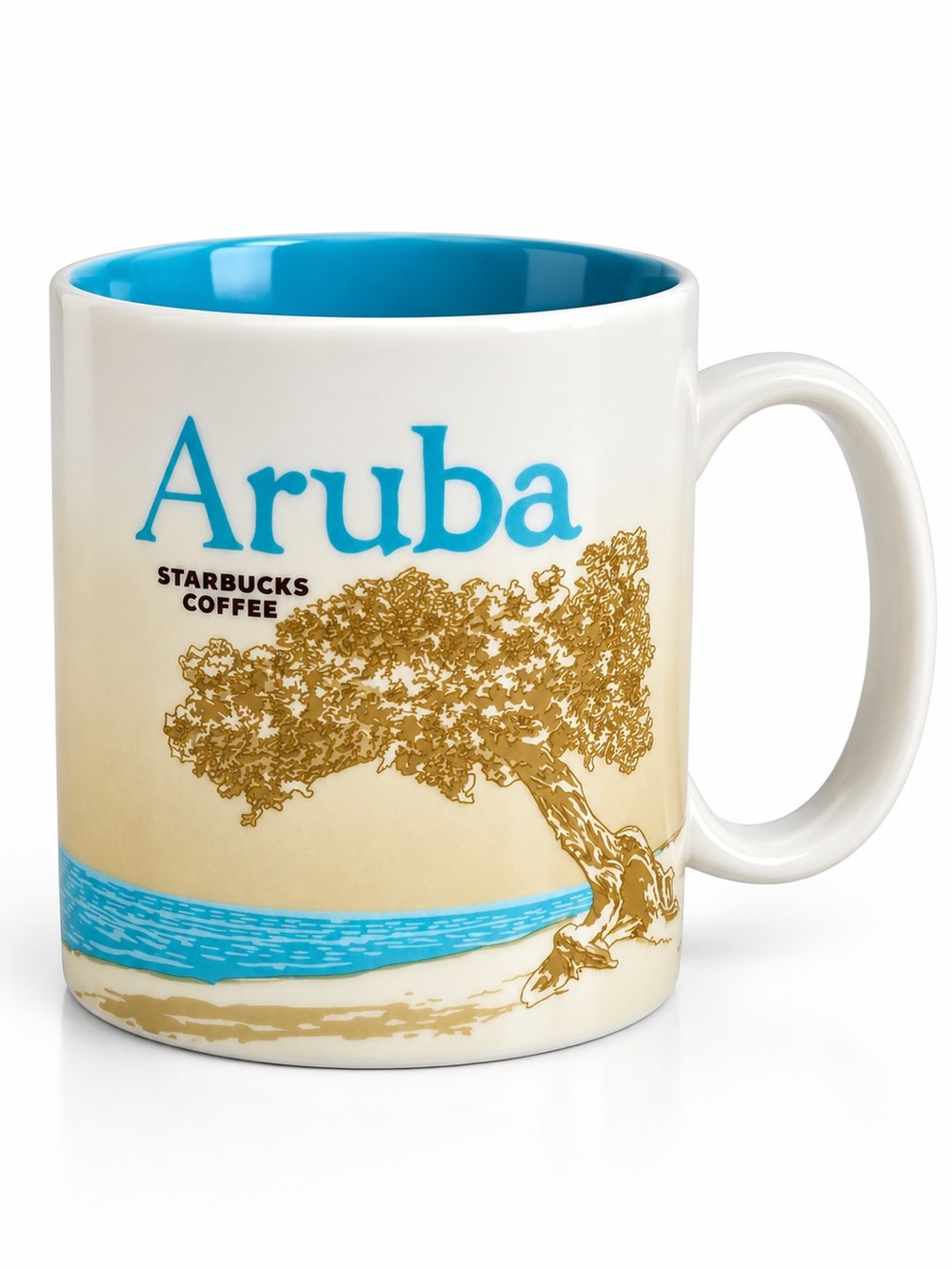 Starbucks Aruba 2012 City Mug 16 oz Turquoise Divi Divi Tree Coffee